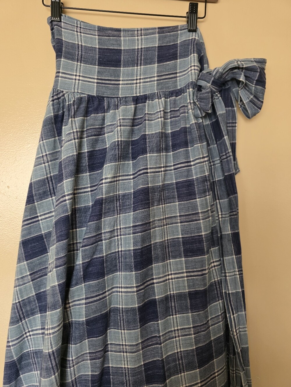 VTG 80s Ralph Lauren Blue Label Bergdorf Goodman Madras Plaid Wrap Maxi Skirt 10 - Picture 4 of 16